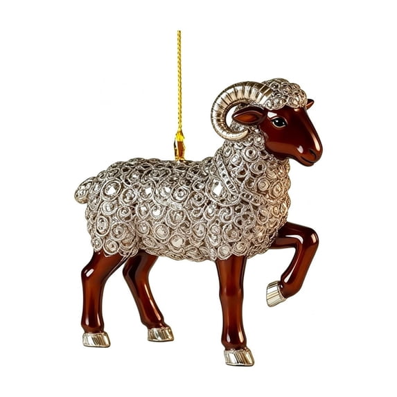 Xuyuer Decorative Sheep Ornament Ram Hanging Pendant, Acrylic Farm Figurine for Christmas Tree Home Holiday Gift