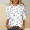 thumbnail image 1 of Xuyuer Easter 3/4 Length Sleeve Womens Tops Dressy Casual Blouses Spring Fashion 2026 Round Neck Business Trendy Tunics Top Shirts, 1 of 5