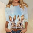 thumbnail image 1 of Xuyuer Easter Women's Graphic Tee Round Neck Drop Shoulder Trendy Summer T Shirt 3/4 Sleeve Vintage Print Top 2026, 1 of 5