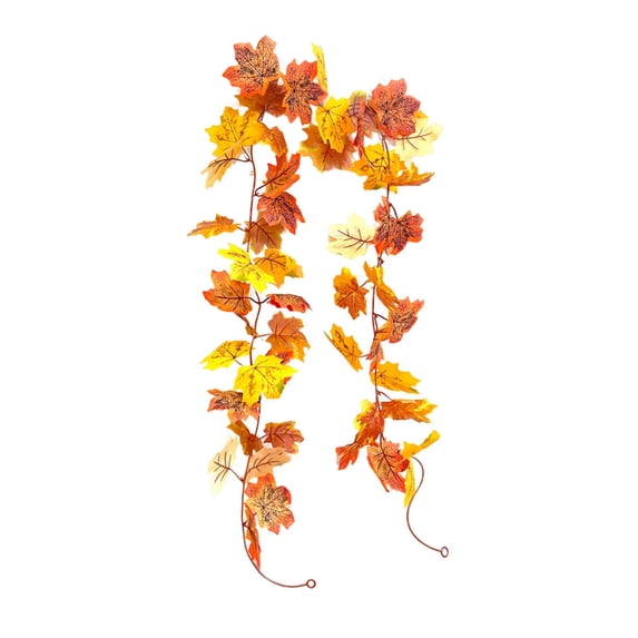 Xuyuer Halloween Maple Leaf Pumpkin Rattan, 78 Inch Garland with White Light String For Door Wall Display, Thanksgiving Courtyard Decor Gift