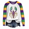 thumbnail image 1 of Xuyuer Mardi Gras Shirts for Women Carnival Fat Tuesday Shirt New Orleans Party Mardi Gras Outfit Gifts Tee Top Fashion Mardi Gras Outfits Long Sleeve Shirts Pullover Tops Daily Crewneck Blouse, 1 of 5
