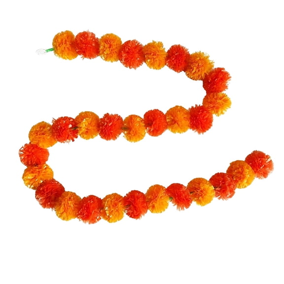 Xuyuer Marigold Flower Garland 150cm, Artificial Plastic Flowers, Day of the Dead Diwali Decoration, Party Hanging Decor, #6