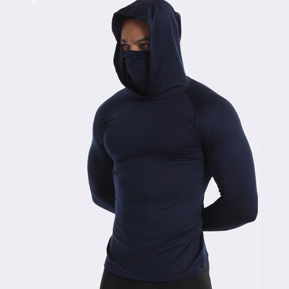 Xuyuer Men's UPF 50+ Sun Protection Hoodies, Long Sleeve Moisture Wicking Shirts with Face Mask for Fishing