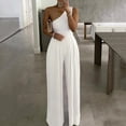 thumbnail image 1 of Xuyuer One Piece Jumpsuits For Women Dressy 2026 Sleeveless One Shoulder Ribbed Wide Leg Rompers Summer Outfits, 1 of 5