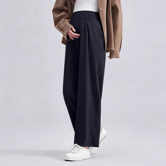 Xuyuer Pregnant Women's Solid Color Maternity Pants for Spring and Summer - Elastic Waist Outerwear Long Pants with Belly Support and Comfortable Non-Tight Fit