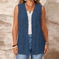 thumbnail image 1 of Xuyuer Sleeveless Cardigans for Women Soild Causal Long Open Front 2026 Sweater Vest Jacket Ribbed Outerwear Coat, 1 of 9