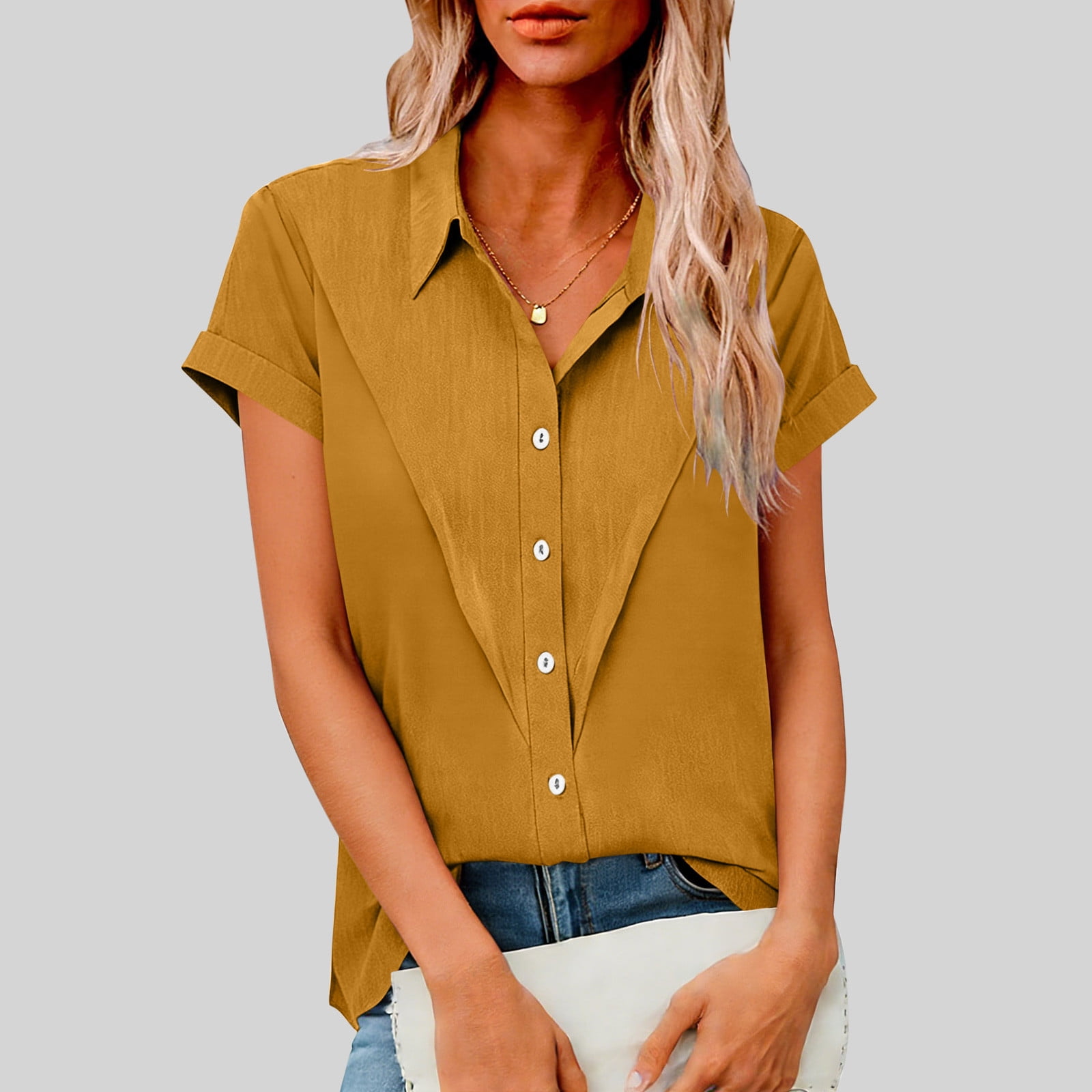 Xuyuer Spring Summer Shirts for Women Fashion Comfy Linen Plain Peasant ...