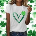 thumbnail image 1 of Xuyuer St. Patrick's Day Women Shamrock Clover Graphic Casual T-Shirt Short Sleeve Fashionable Tee Pullover Tops Shamrock Tee Round Neck T-Shirt Irish Tops, 1 of 5
