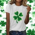 thumbnail image 1 of Xuyuer St. Patrick's Day Women Shamrock Clover Graphic Casual T-Shirt Short Sleeve Fashionable Tee Pullover Tops Shamrock Tee Round Neck T-Shirt Irish Tops, 1 of 5