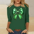 thumbnail image 1 of Xuyuer St. Patrick's Day Womens 3/4 Sleeve Crew Neck Spring T-Shirts Merry and Bright Casual Pullover Graphic Tee Tops Cute Tunic Tops Basic Tees Blouses Business Work Tee Top, 1 of 5