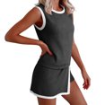 thumbnail image 1 of Xuyuer Summer Tank Top for Women Colorblock Solid Color Lounge Fitness Skirt Ribbed Knit Lined Outfits Split Matching Bodysuit Set, 1 of 8