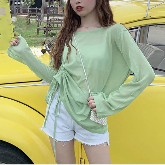 Xuyuer Sun Protection Women's Basic Skins Long-Sleeve Rashguard Lightweight Drawstring Top 2026