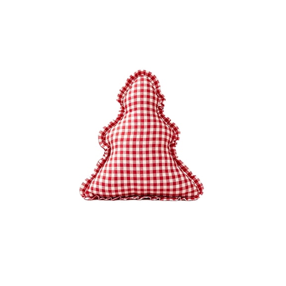 Xuyuer Vintage Checkered Christmas Tree Throw Pillow, Ruffled Decorative Cushion, Sofa Bedroom Arrangement, #7