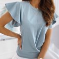 thumbnail image 1 of Xuyuer Women 2026 Summer Crew Neck Short Sleeve Tops Ribbed Knit Slim Fit Fashion Basic Tee Shirts Casual Going Out Top Shirts Basic Slim Fitted Crop Tops 2026 Summer Y2k Spring Clothes, 1 of 3