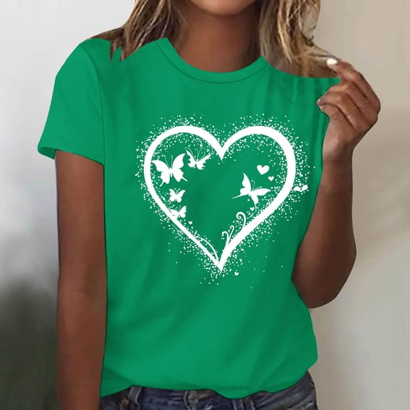 Xuyuer Women Blessed Beyond Measure Funny Cute T Shirts for Women Cute Sleeved Tops, Summer T-Shirt for Leisure Outdoor Casual Wear Simple Heart Graphic Shirts Vacation Thankful Tee