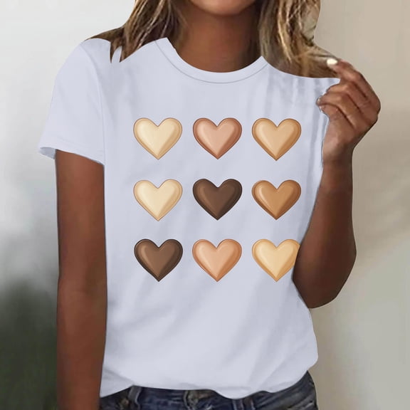 Xuyuer Women Blessed Beyond Measure Funny Cute T Shirts for Women Cute Sleeved Tops, Summer T-Shirt for Leisure Outdoor Casual Wear Simple Heart Graphic Shirts Vacation Thankful Tee