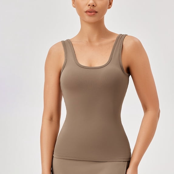Xuyuer Women Workout Tank Tops Square collar Racerback Going Out Ribbed Basic Slim Fit Yoga Gym Shirts 2026 Summer Camisole Seamless Full Length Gym Tops Athletic Yoga Top Built in Bra