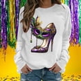 thumbnail image 1 of Xuyuer Women's Carnival Printed Long Sleeved Round Neck Mardi Gras Sweatshirt Carnival Outfits Women Carnival Sweatshirts Fat Tuesday Fashionable Pullover Tops, 1 of 6