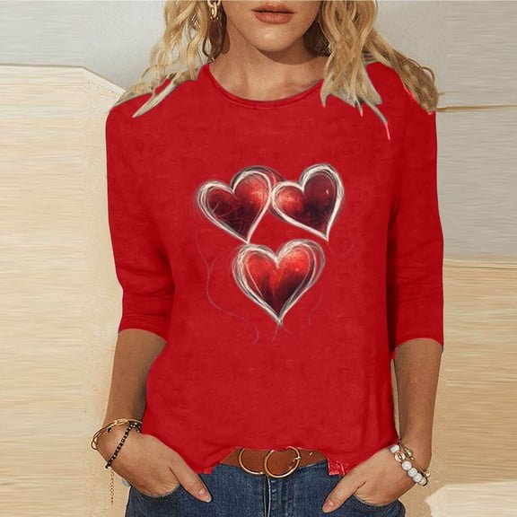 Xuyuer Women's Casual Daily Round Neck Three-Quarter Sleeve Loose T-Shirt, Comfortable 3/4 Sleeve Top for Spring Summer Everyday Fashion and Relaxed Weekend Wear