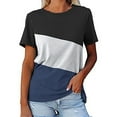 thumbnail image 1 of Xuyuer Women's Color Block Tops Short Sleeve Crew Neck T Shirts Summer Casual Tees Womens Color Block Short Sleeve Tops Casual T-Shirt Striped Tunic Tops - Womens Tee Tshirt Blouses, 1 of 8
