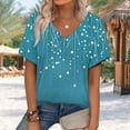 thumbnail image 1 of Xuyuer Women's Fashion Casual Printed V-Neck Short Sleeve T-Shirt - Soft and breathable for daily wear, casual meetups, and versatile minimalist styling, 1 of 7