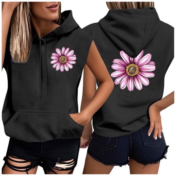 Xuyuer Women's Fashion Casual Short Sleeve Hawaiian Print Pocket Drawstring Hoodie Top - Relaxed Sweatshirt with Tropical Pattern for Everyday Style
