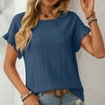 thumbnail image 1 of Xuyuer Women's Fashion Casual Spring Summer New Solid Round Neck Short Sleeve Cut-Out T-Shirt Top - Relaxed Tee with Sheer Detail for Everyday Style, 1 of 7