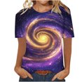 thumbnail image 1 of Xuyuer Women's Fashion Loose Casual Star Print Round Neck Short Sleeve T-Shirt Top - Relaxed Graphic Tee with Celestial Pattern, 1 of 6