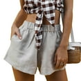 thumbnail image 1 of Xuyuer Women's Solid Casual Elastic Waist Pocket Shorts - Relaxed Bottoms, Pants for Women, 1 of 7
