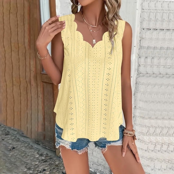 Xuyuer Women's Solid Color Plus Size V Neck Sleeveless Tank Top Soft Breathable Summer Daily Wear Loose Fit