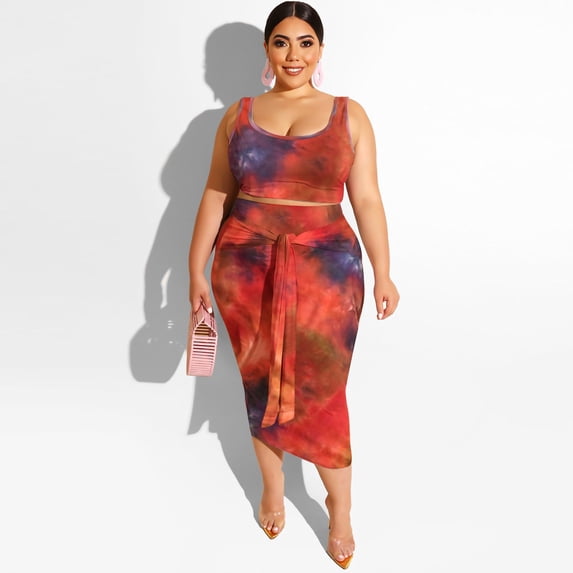 Xuyuer Women's Summer Printed Butt-Lifting Fashion Casual Plus Size Set - Matching Outfit, Pants for Women