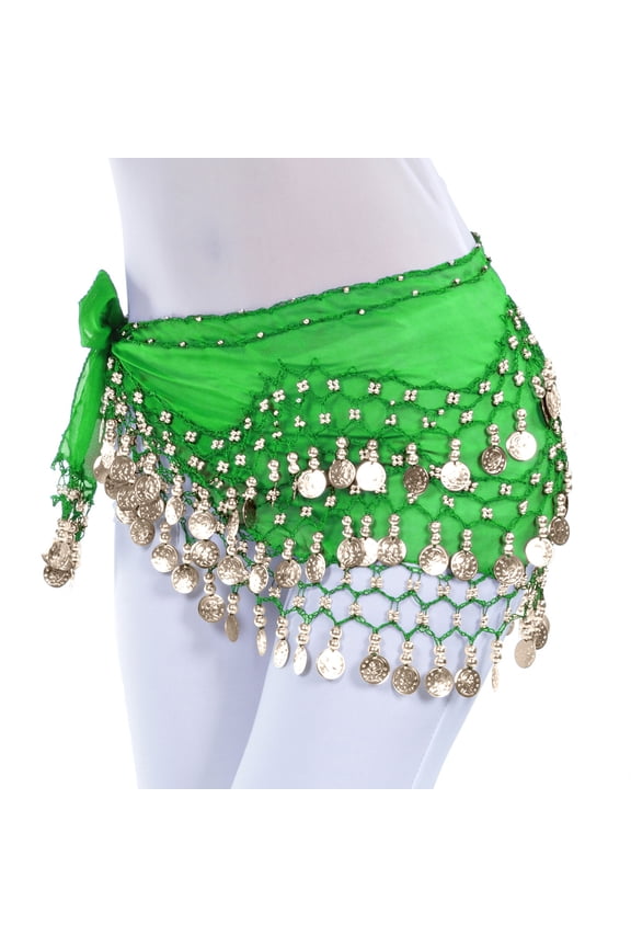 Women's Sweet Coin Belly Scarf Wrap Skirt Layered Bohemian Dance Belt With Jingly Coins For Tribal Fusion Performance