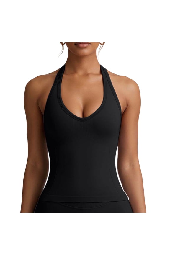 Women's Yoga Tank Top With Front Panel And Push-Up Padding For Seamless Back Suitable For Fitness Pilates And Yoga