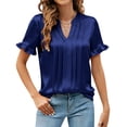 thumbnail image 1 of Xuyuer Womens Dressy Casual Tops Ruffle Short Sleeve V Neck Shirts Elegant Business Work Blouse 2026, 1 of 8