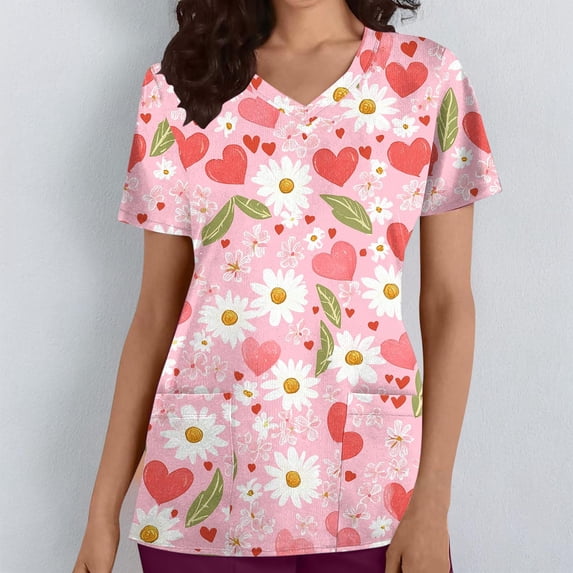 Xuyuer Womens Happy Easter Day V Neck Shirt Funny Bunny Rabbit Eggs Graphic Short Sleeve Tee Spring Casual Christian Tops with Pockets