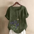 thumbnail image 1 of Xuyuer Womens Linen Tops 2026 Summer Short Sleeve Shirts Loose Crewneck Casual Boho Tops Vintage Embroidered Blouses Loose Short Sleeves, Fashion Blouses for Women, 1 of 5