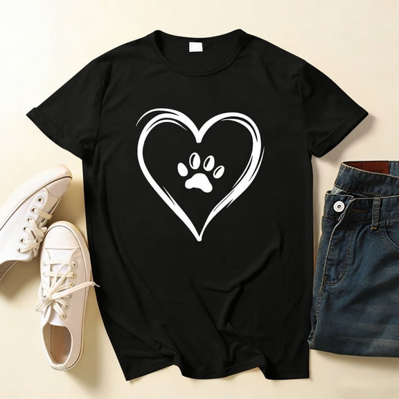 Xuyuer Womens Lover Heart Graphic Round Neck Shirt Valentines Funny Couple Matching Casual Short Sleeve Tee Tops
