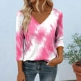 thumbnail image 1 of Xuyuer Womens Plus Size Fashion Non Positioning Printed Tops V Neck T Shirts 3/4 Sleeve Blouse Summer Casual Tees S-3X, 1 of 6