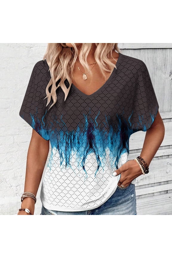 Womens T Shirt Casual Short Sleeve V-Neck Graphic T-Shirt Tops Tees Summer Dressy Casual Tops Pleated FrontVintage Shirt for Women Graphic Tee Casual Cottagecore Summer T Shirt