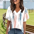 thumbnail image 1 of Xuyuer Womens Tops Puff Short Sleeve Shirts Dressy Casual Henley V-Neck Summer Tops Pleated T-Shirts Loose Fit Tunic Blouses, 1 of 5