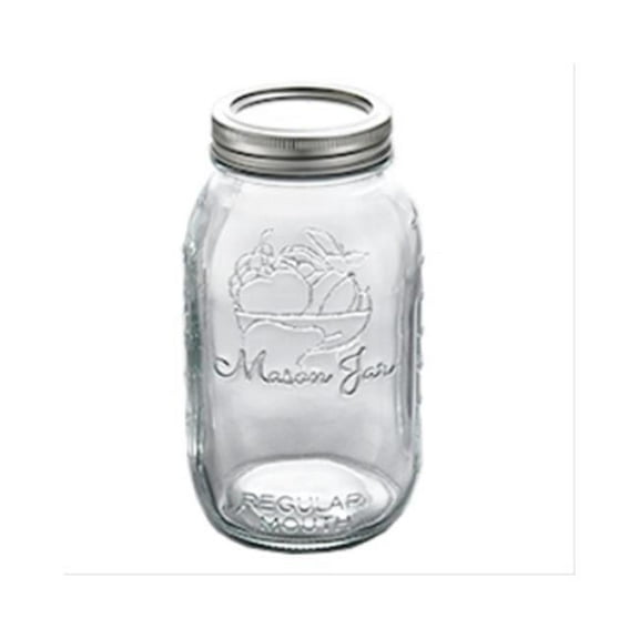 Xuzhou Xinyu Glass Product 105011 Homepoint Quart Regular Mouth Glass Mason Jar - Pack of 12