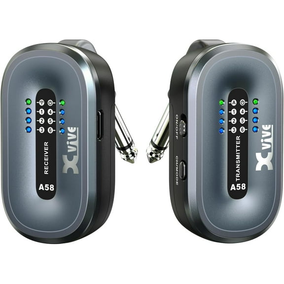 Xvive A58 Wireless Guitar System 5.8GHz Wireless Guitar Transmitter Receiver for Active or Passive Pickup Electric/Acoustic Bass Guitar