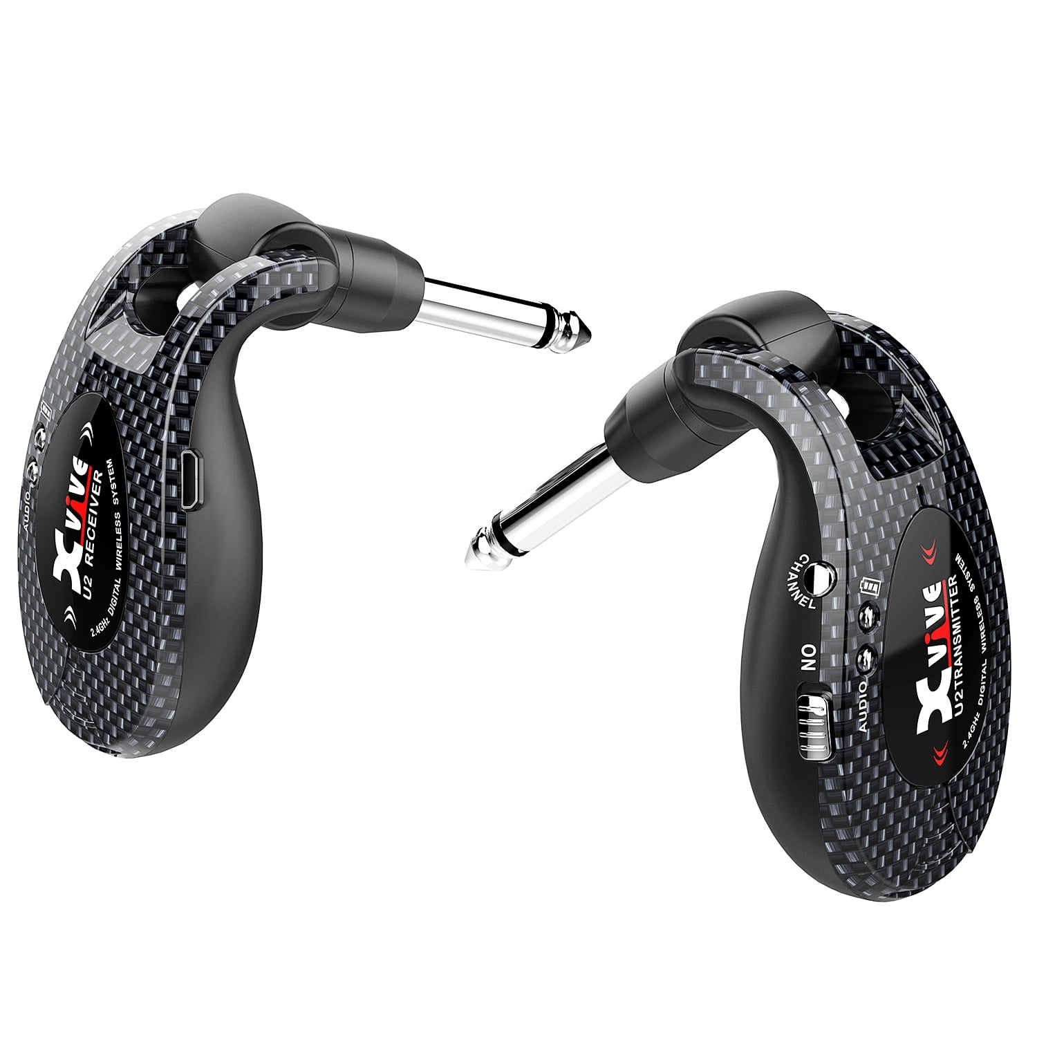 Xvive U2 Guitar Wireless System Wireless Guitar Transmitter and Receiver for Guitar, Bass, Amp, Violin（Carbon)