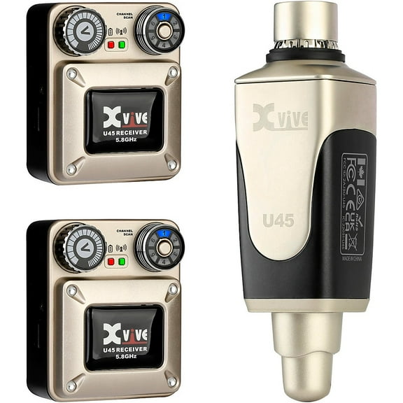 Xvive U45 In-Ear Wireless Monitor System With Transmitter and 2 Receivers (5.8 GHz) Gold