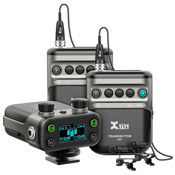 Xvive U5T2 Dual-Channel Wireless System for Lavalier Microphone and Audio Devices Black