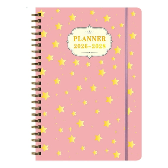 Xwjun 2026 Planner, 2026-2028 3 Year Refillable Planner: Weekly Monthly & Annual Layouts For Productivity, Calendar Planner, Planner Notebook, 8.3x5.9 Inch Pink