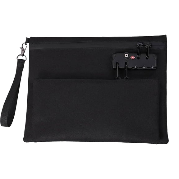 Xwjun Bank Bag With Lock Travel Bag With Lock Double Layer Accessories Pouch Bag With Lock And Zipper Double Layer Handbag Valuable Storage Travel Lock Bag Money Pouch With Password Black One Size