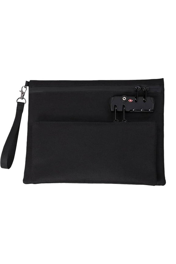 Bank Bag With Lock Travel Bag With Lock Double Layer Accessories Pouch Bag With Lock And Zipper Double Layer Handbag Valuable Storage Travel Lock Bag Money Pouch With Password Black One Size