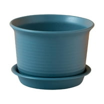Xwjun Planting Pots Reliable Thicken Plastic Ripple Pattern Flowerpot With Hole And Tray For Home Garden Flower Pots Indoor Flower Pots Blue Medium Size