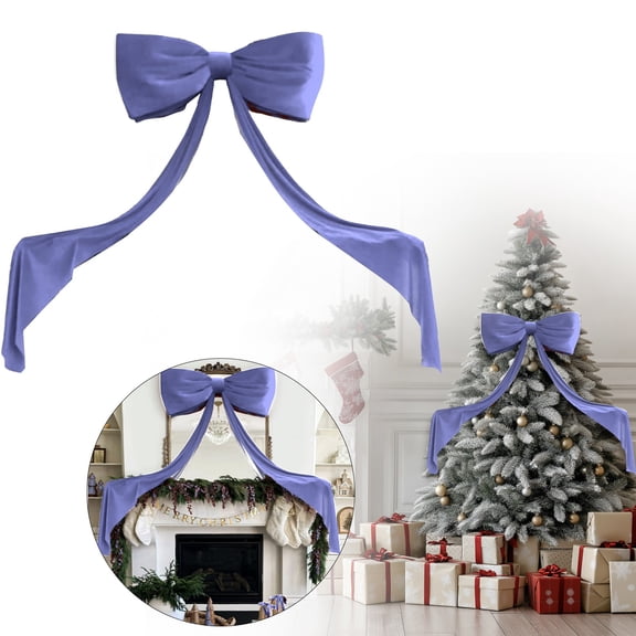 Xwjun Tree Topper Bow Big Christmas Bows Bow Tree Topper Christmas Decorations Giant Velvet Bows for Christmas Tree Window Wall Xmas Decoration Light Purple, 6 Ft